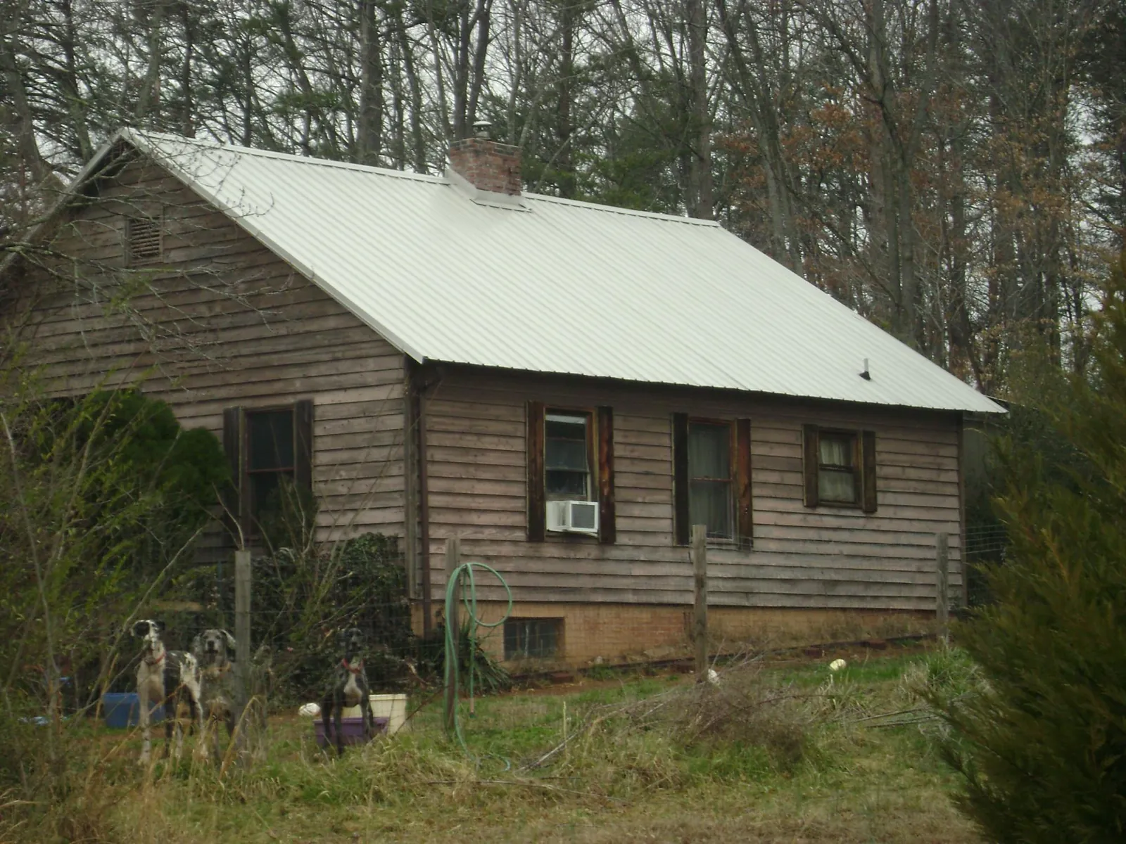 White metal roof on an old wood sided farmhouse in Springfield